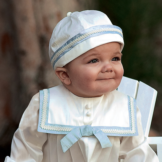 Sarah Louise Boys Christening Romper & Hat 238